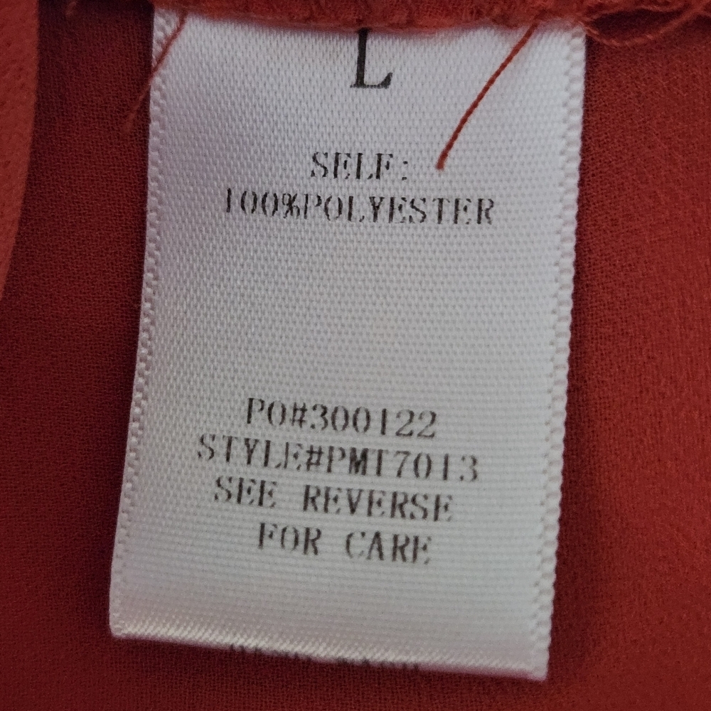 Promesa Rust Ruffle Blouse Size Large - Picture 10 of 10